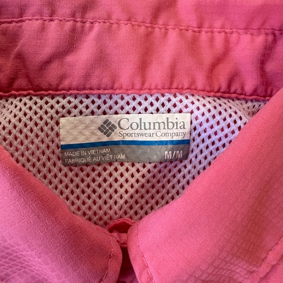 Columbia PFG Rip Stop Sleeveless Snap Up Shirt Womens Size Medium Pink - Picture 3 of 7